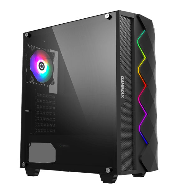 Gabinete Gamer GameMax Diamond COC Black, Vidrio Templado, RGB Programable, Negro, ATX - Imagen 4