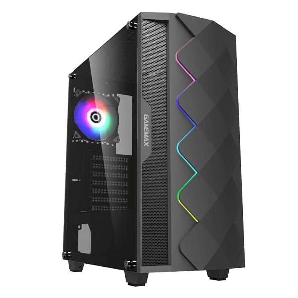 Gabinete Gamer GameMax Diamond COC Black, Vidrio Templado, RGB Programable, Negro, ATX