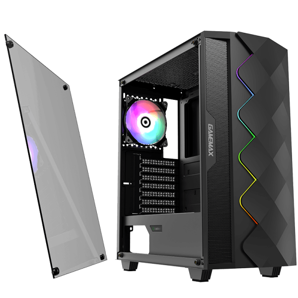 Gabinete Gamer GameMax Diamond COC Black, Vidrio Templado, RGB Programable, Negro, ATX - Imagen 10