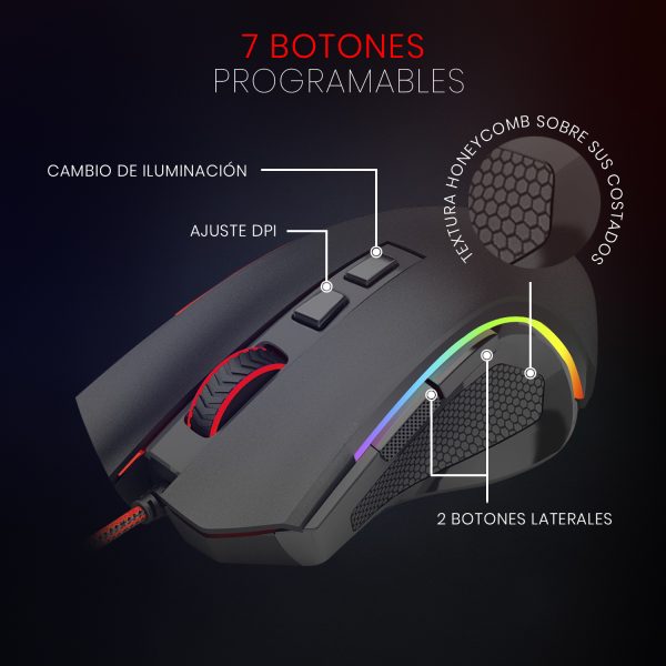 Kit teclado mouse USB Redragon K551RGB + M607, Español - Imagen 4