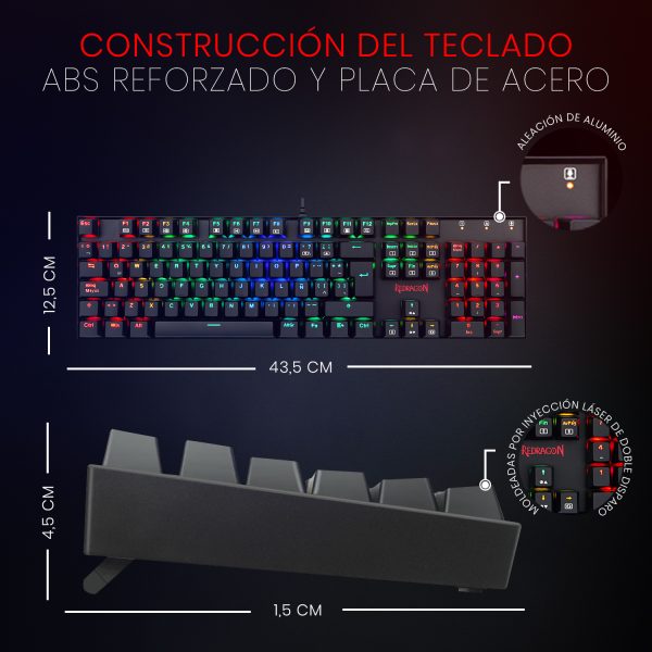 Kit teclado mouse USB Redragon K551RGB + M607, Español - Imagen 7