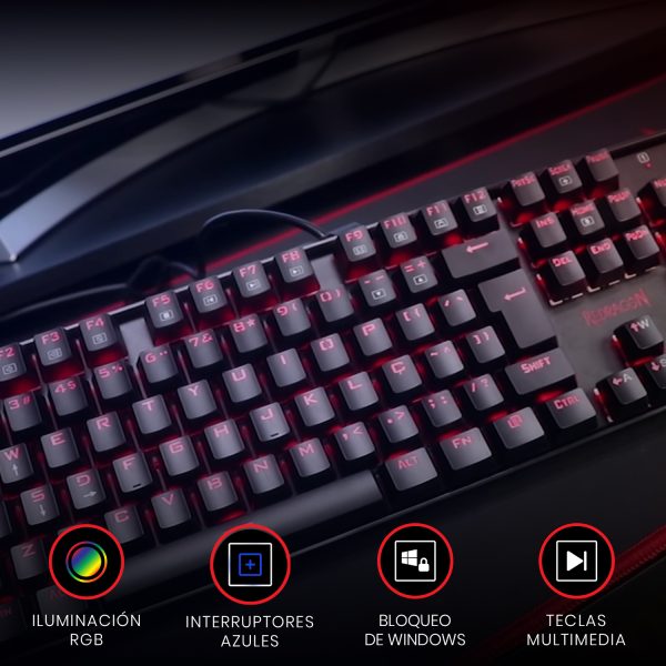 Kit teclado mouse USB Redragon K551RGB + M607, Español - Imagen 8